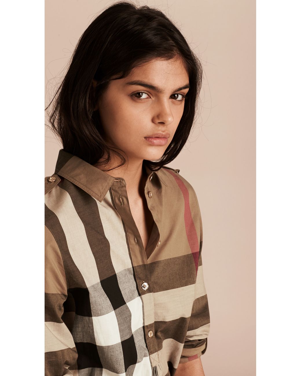 Burberry Check Cotton Shirt Dress in Brown Lyst